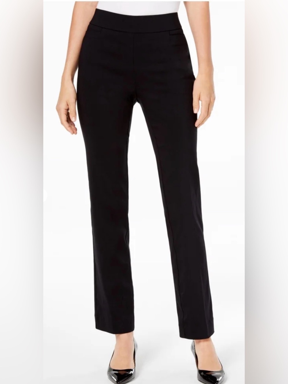 JM Collection Black Tummy Control Pull On Pants PM Medium Petite